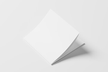 Square Magazine Brochure 3D Rendering White Blank Mockup