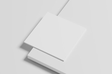 Square Magazine Brochure 3D Rendering White Blank Mockup