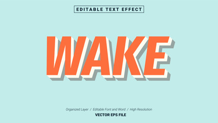 Editable Wake Font Design. Alphabet Typography Template Text Effect. Lettering Vector Illustration for Product Brand and Business Logo.
