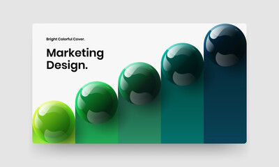 Creative magazine cover design vector template. Vivid 3D balls poster concept.