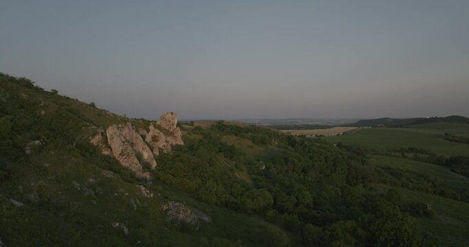 Dronshot in the south Moravia landscape sunset