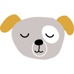 Fototapeta premium Raster illustration of cute horde dog on transparent background. Animal pint or logo. The head of a pet