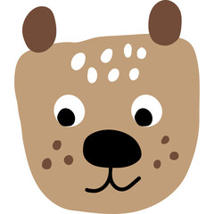 Raster illustration of cute horde dog on transparent background. Animal pint or logo. The head of a pet