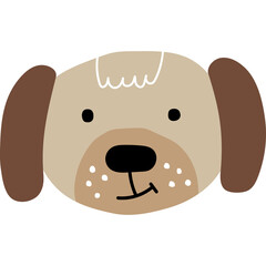 Raster illustration of cute horde dog on transparent background. Animal pint or logo. The head of a pet