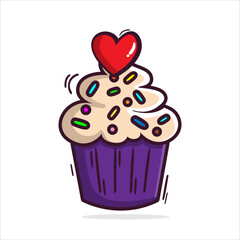 Art illustration icon logo valentine day symbol love romance february design colorful of heart cup cake