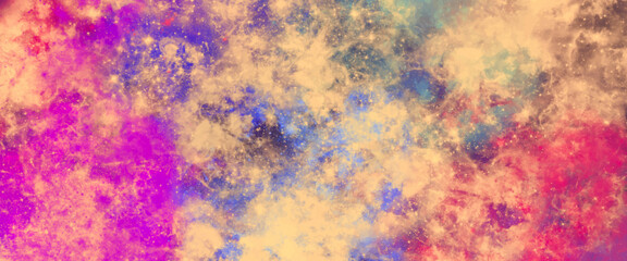 Abstract colorful background. Colorful acrylic watercolor grunge paint background. Outer space. Frost and lights background. Nebula and stars in space.