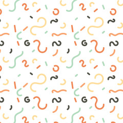 Fun colorful line doodle seamless pattern. Vector illustration