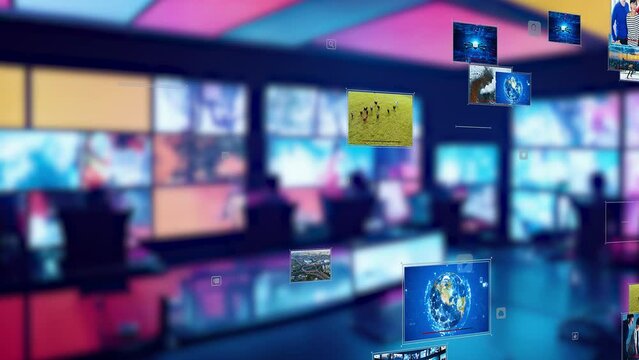 Distribution studio and video contents concept. Virtual reality. Metaverse.