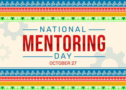 National Mentoring Day Wallpaper background with diverse colors and learning shapes in the border - Powered by Adobe