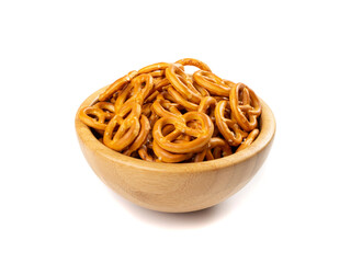 Pretzel Cookies Isolated, Small Salted Pretzels, Crispy German Brezel Snack