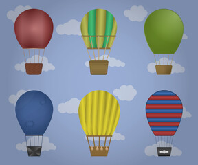 Obraz premium Balloons set. Flying balloon in the sky. Vector
