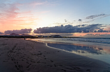 Sunset in Famara Beach - Lanzarote - Canary Islands