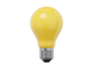 Realistic yellow light bulb. 3D rendering. Icon on white background