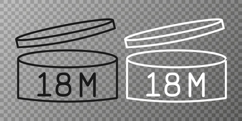 Expiration date 18 month icon. Period after opening symbol. Vector Illustration.
