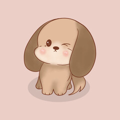 Cute dog cartoon illustration