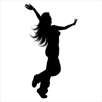 Art illustration abstract silhouette logo youth day symbol icon young girl dance party freedom