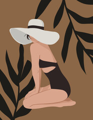 Modern art prints in boho style. Premium Vector