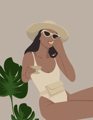 Modern art prints in boho style. Premium Vector