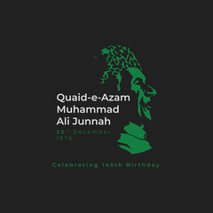 Quaid-e-Azam Day 25th December Celebration Social Media Post Design, tribute to the founder of Pakistan. vector illustration.