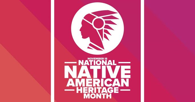 November Is National Native American Heritage Month. Flat Holiday Animation. Motion Graphic Design. Loop Footage.