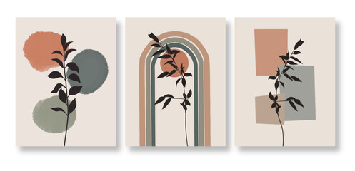 Modern art prints in boho style. Premium Vector