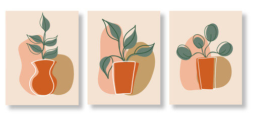 Modern art prints in boho style. Premium Vector