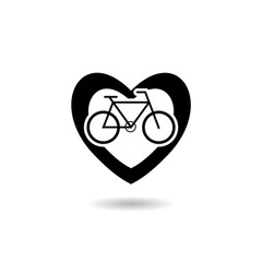 Love bike logo icon with shadow