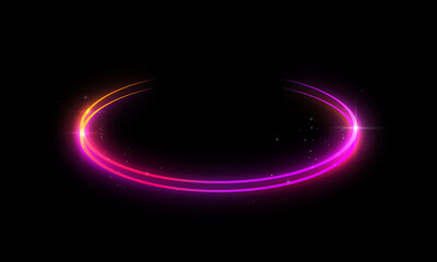 Abstract light effect isolated on black background, round sparcles and light lines. Abstract background for science, futuristic, energy.