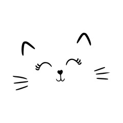 Hand drawing cartoon pet face vector art illustration isolated on white background