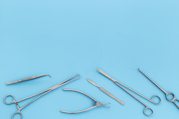 Dental or surgical instruments tools. Medical steel equipment