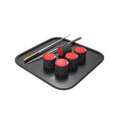 sushi roll chopsticks Asian food realistic 3d render isolated 