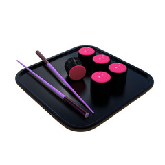sushi roll chopsticks Asian food realistic 3d render isolated 