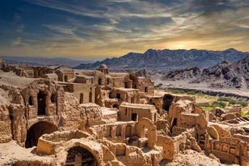 Beautiful Iran. The ancient City of Kharanaq with old streets made of adobe © Alberto