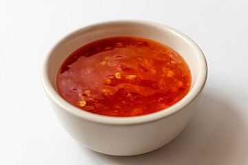 sweet chili sauce on white background