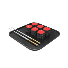 sushi roll chopsticks Asian food realistic 3d render isolated 