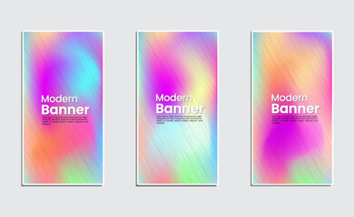 Obraz na płótnie Canvas Vector Set of Abstract Gradient Backgrounds in Soft Pastel Colors. Templates for Vertical Banners, Social Media, Covers and More