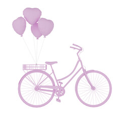  Vintage bicycle with pink balloons heart.
