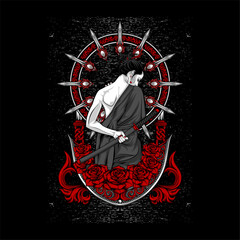 samurai girl illustration for t shirt design