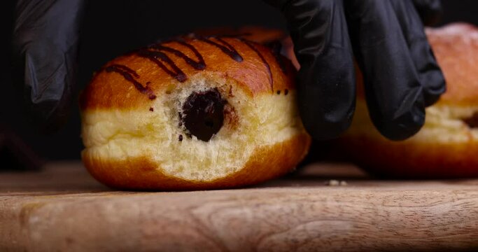Take a high-calorie doughnut with a sweet filling, a Berlin doughnut with a filling inside