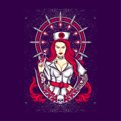 beautiful nurse illustration for t shirt design