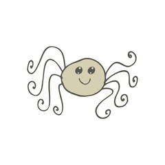 Halloween 2022 - October 31. A traditional holiday, the eve of All Saints Day, All Hallows Eve. Trick or treat. Vector illustration in hand-drawn doodle style. Funny cute spider.