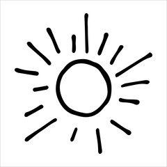 Sun doodle style vector illustration isolated on white