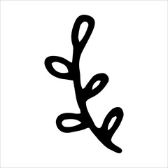 Hand drawn branch with leaves doodle vector illustration isolated on white