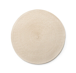 Front view of round braided placemat