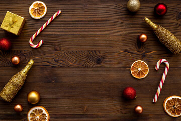 Christmas decoration background with gift boxes and baubles