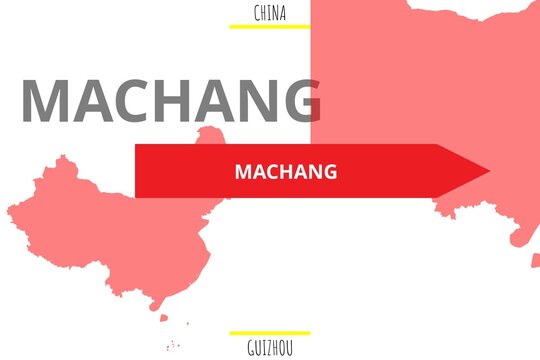 Machang: Illustration mit dem Namen der chinesischen Stadt Machang in der Provinz Guizhou