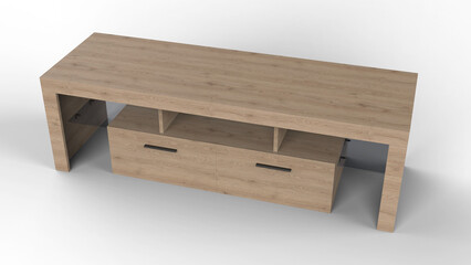 tv table top view with shadow 3d render