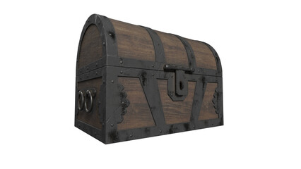 wood chest angle view without shadow 3d render
