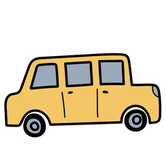 Minimal scandinavian doodle car isolated on transparent background. Nordic doodle in folklore style