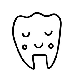 Minimal scandinavian doodle tooth isolated on transparent background. Nordic doodle in folklore style